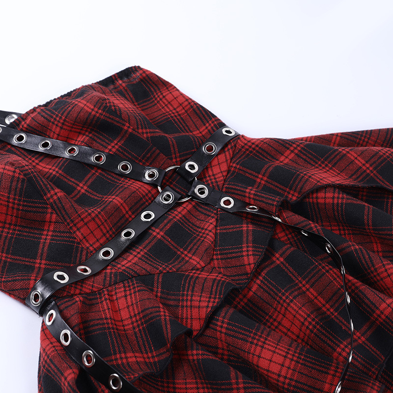 Red Plaid Tube Dress-Straykids concert outfitidea for STAY