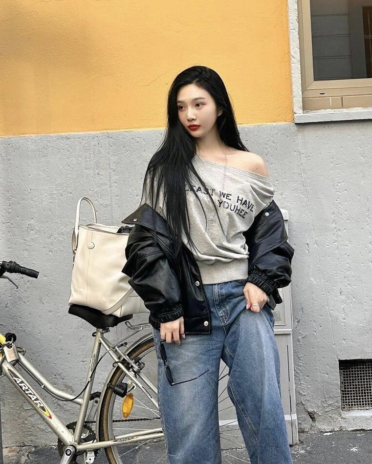 Red Velvet Joy Asymmetrical Off Shoulder Long Sleeve Sweatshirt