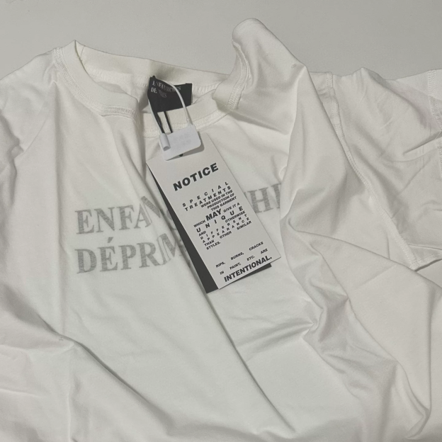 BTS RM Inspired ERD White Logo Print Distressed T-Shirt