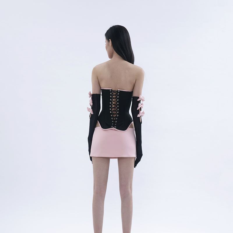 Bow Strappy Sheath Short Dress Set-Outfitidea For Blinks BLACKPINK-Inspired Fashion