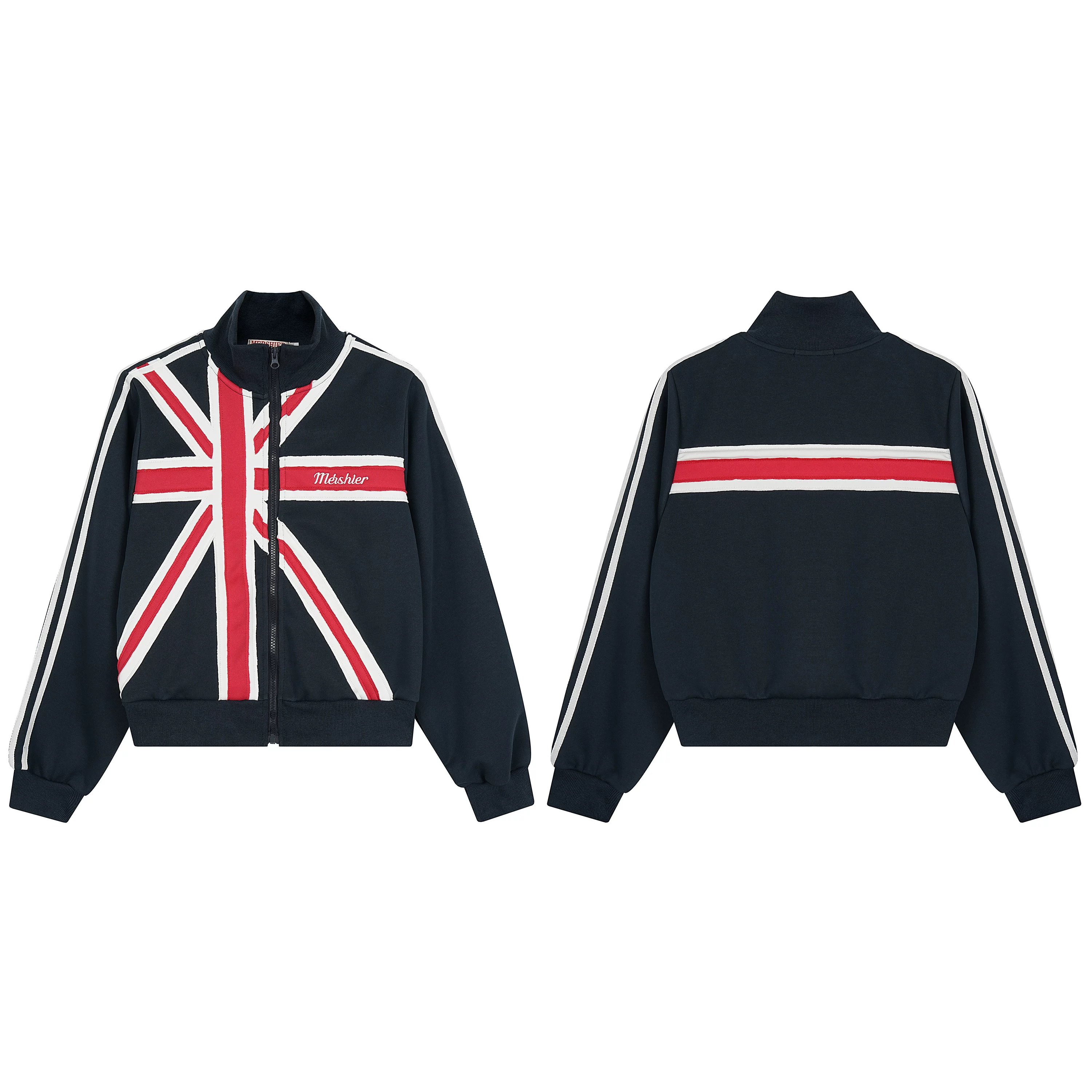 Lngshot Woojin Inspired Union Jack British Flag Striped Zip Up Track Jacket