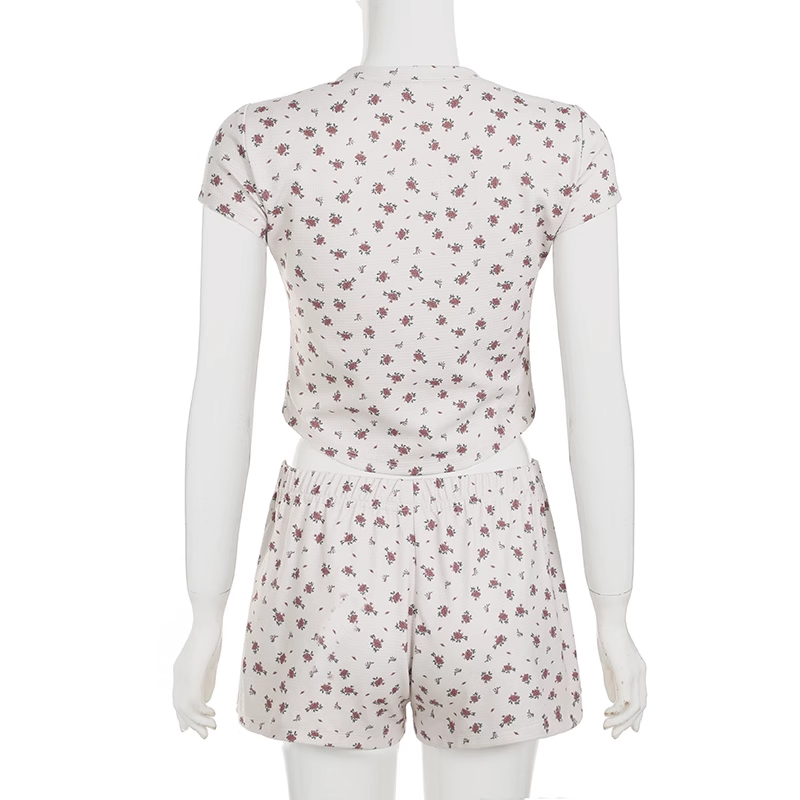 ITZY Chaeryeon Floral Short Sleeve T-Shirt Shorts Set