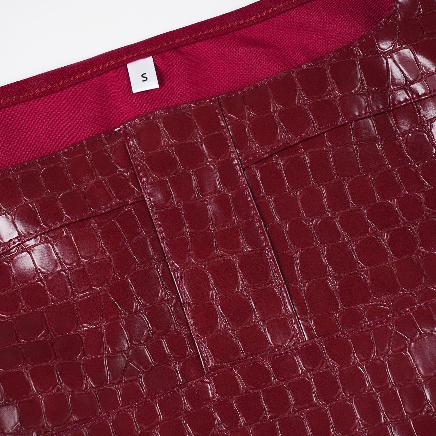 Jennie Coachella Inspired Red Croc-Embossed Top & Lace Skirt Set