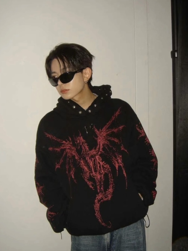 ENHYPEN Heesung Inspired Dragon Print Hoodie