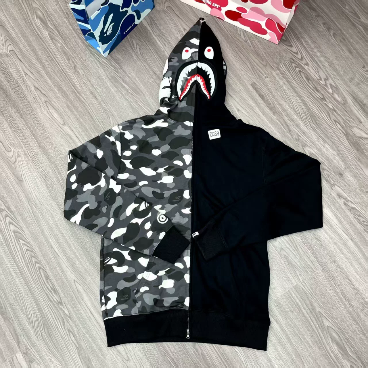 Boynextdoor Taesan Camo Bape shark Print inspired zip up hoodie jacket