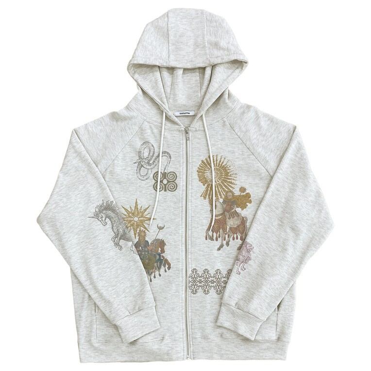 Hearts2hearts Jiwoo Inspired PRINTED WAFFLE ZIP-UP HOODIE