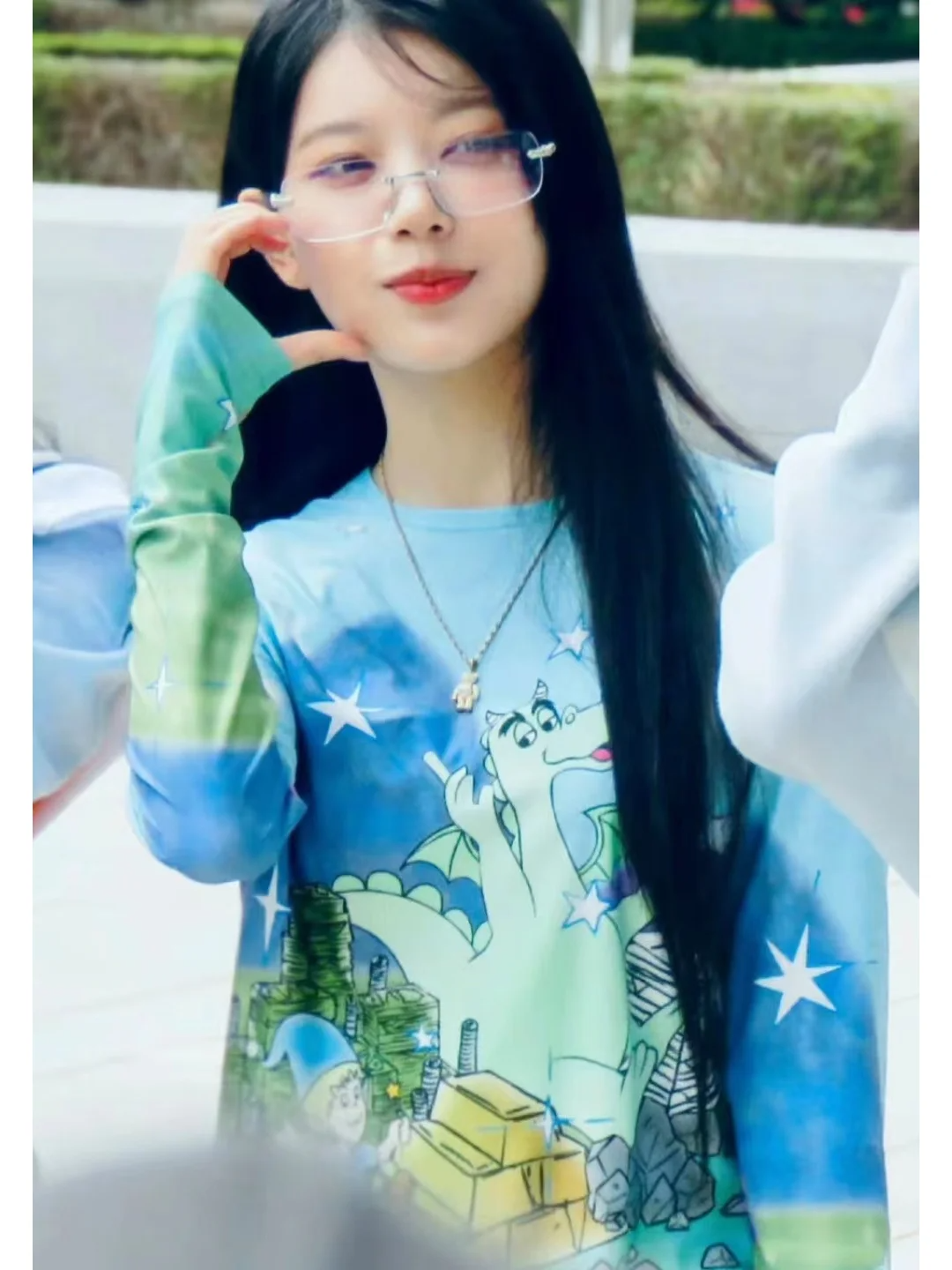 Illit Moka Inspired Dinosaur Cartoon Long Sleeve Top