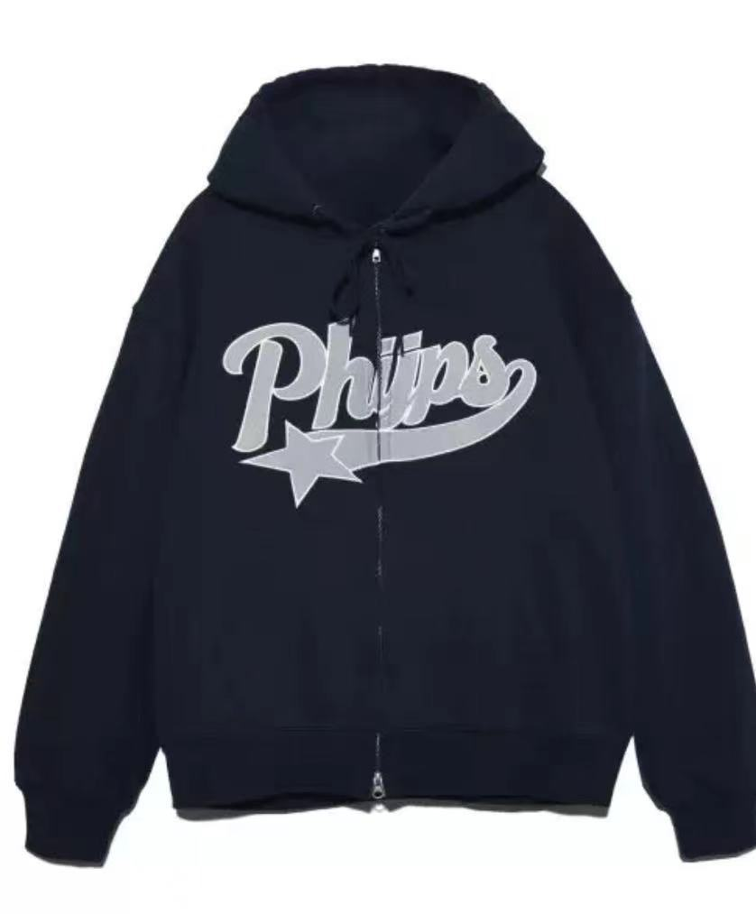 Seventeen&NewJeans&NMIXX&GIDLE Inspired Embroidered Letter Zip-Up Hoodie
