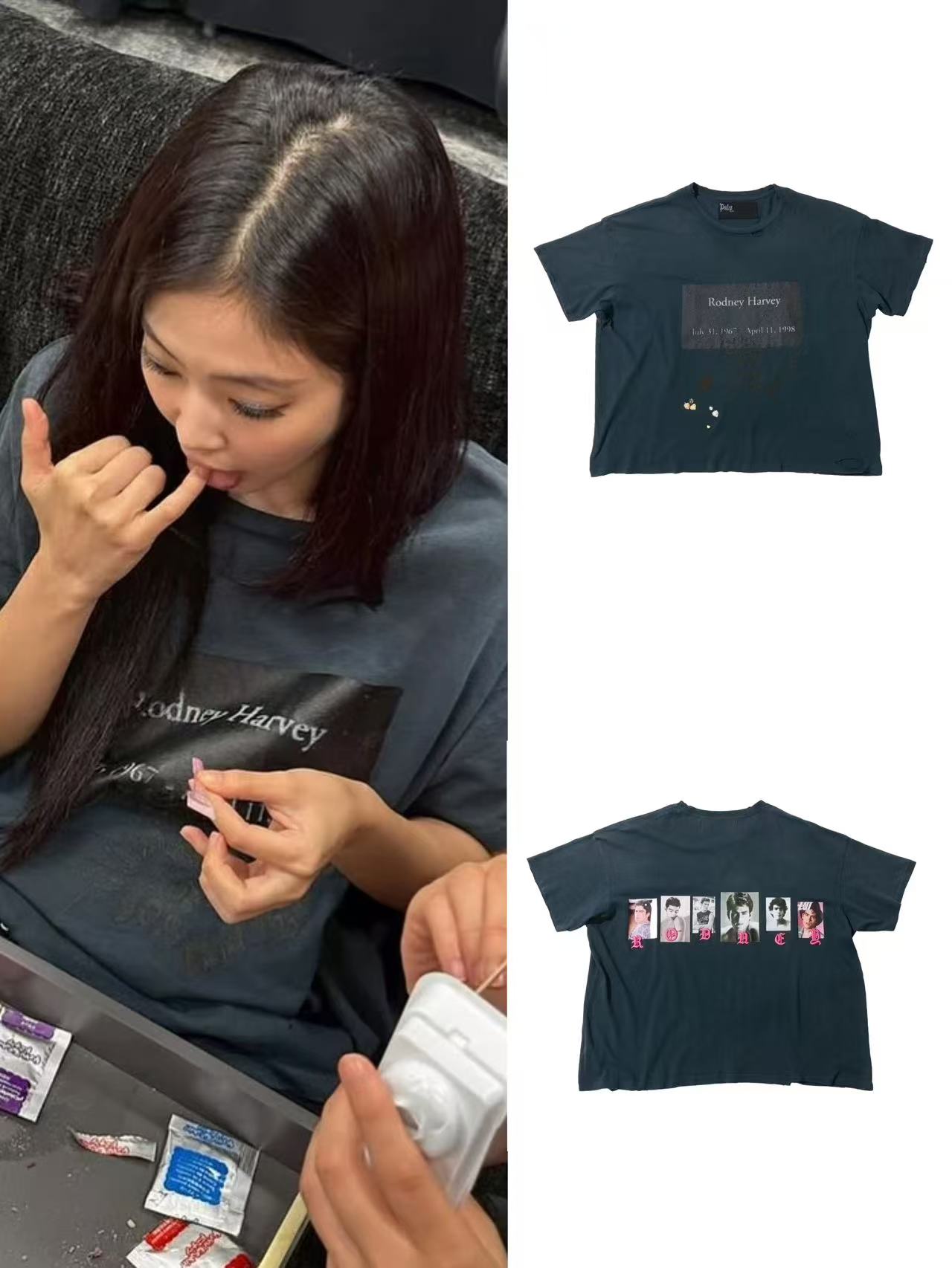 Blackpink Jennie Inspired Vintage Washed Distressed Portrait Photo Print Memorial T-Shirt