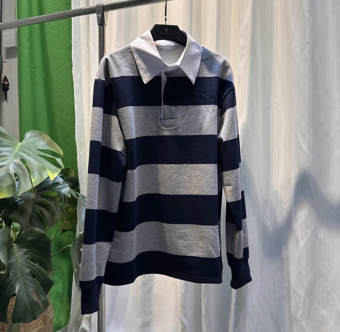 Cortis Juhoon inspired navy grey Stripe Sweatshirt