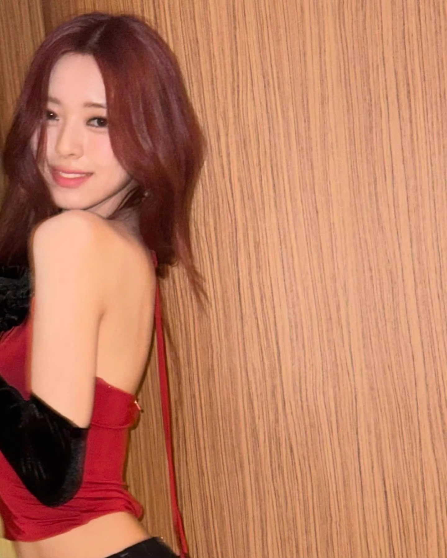 ITZY Yuna Red Floral Halter Straps Top