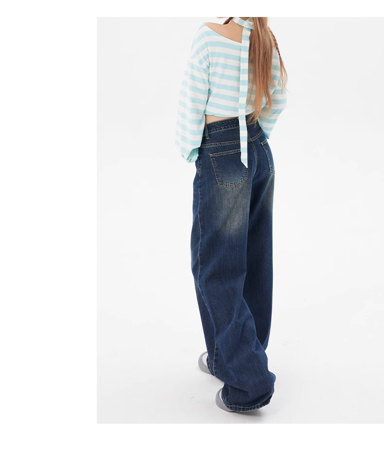 Ningning Dark wide-leg straight pants-Aespa Ningning