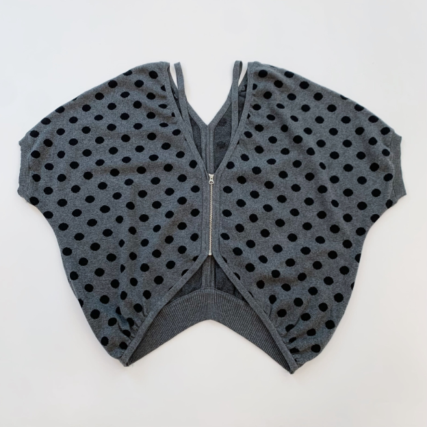 IVE Yujin&Meovv Ella Inspired Polka Dot Puff Sleeve Crop Knit Cardigan