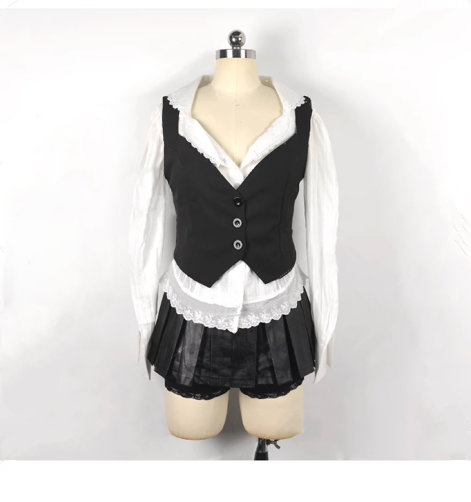 White Shirt Vest Skirt Set-Blackpink Jennie