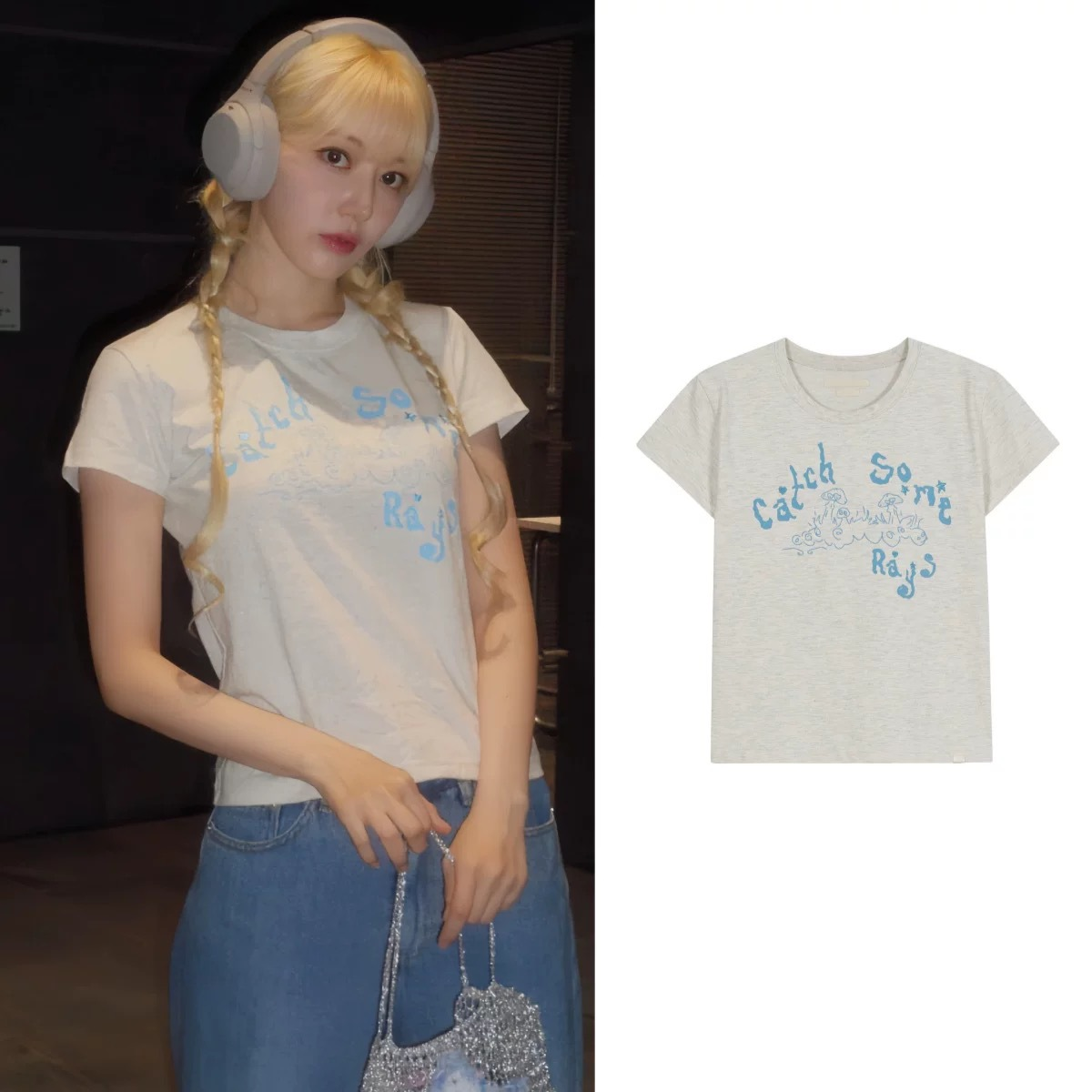 LESSERAFIM Sakura Inspired Grey T-Shirt