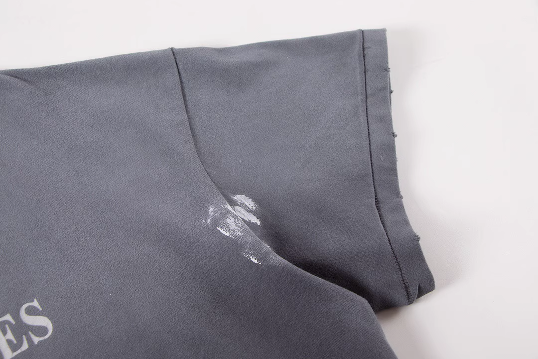 Distressed Washed Grey Keywords Short Sleeve T-shirt