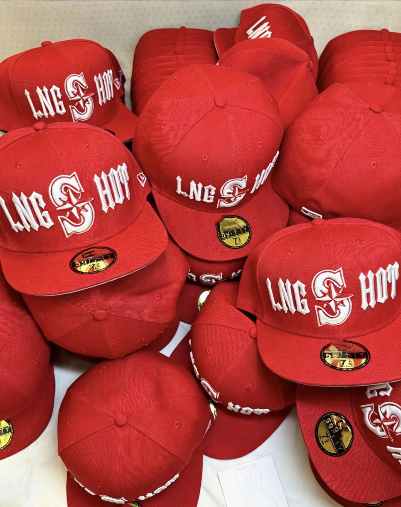 lngshot inspired Red Embroidered Baseball Cap Hat 