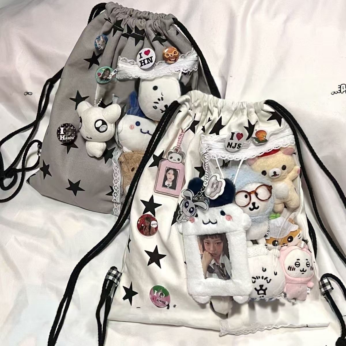 Kpop Star Patterned Decor Drawstring Bag