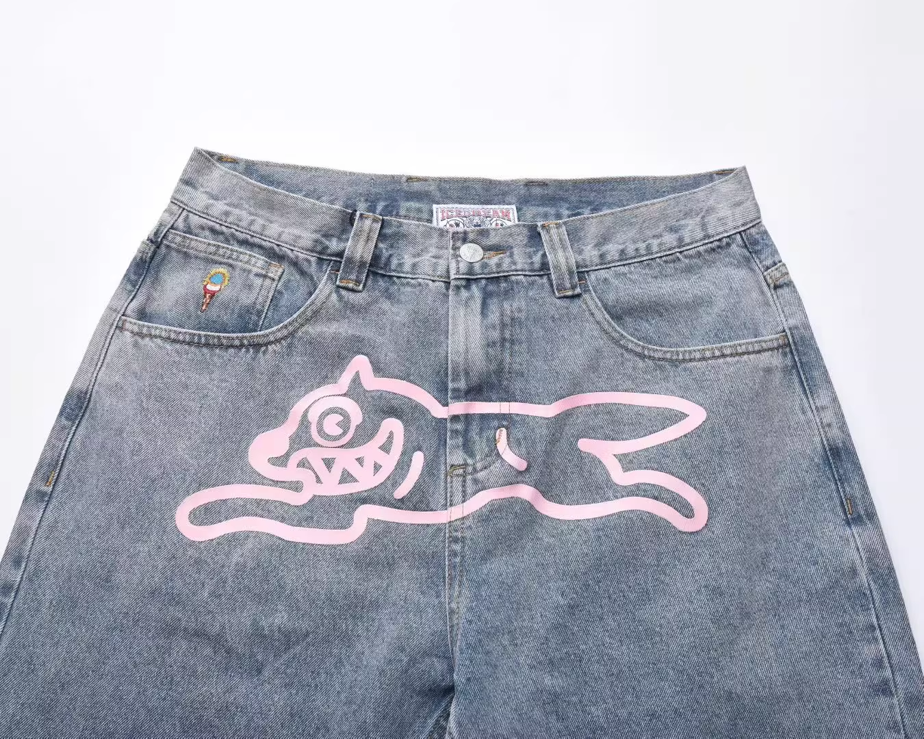 Cortis Juhoon Inspired Ice Cream Running Dog Denim Jeans
