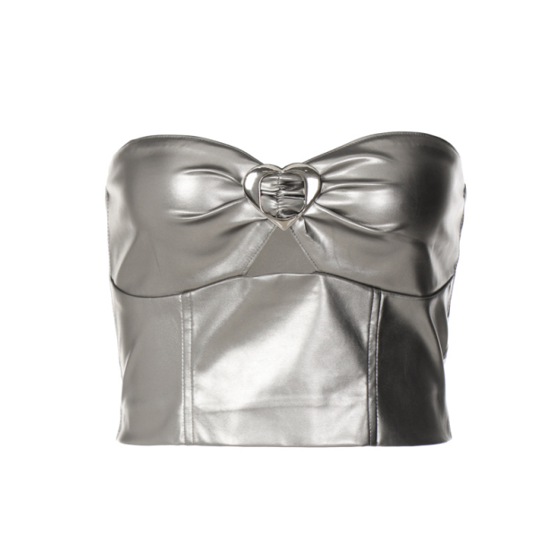 Babymonster Asa Silver Metal Buckle Halter Top