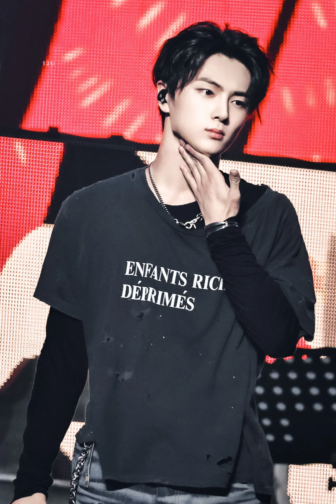 Enhypen Jay Distressed Washed Keywords Inspired Short Sleeve T-shirt