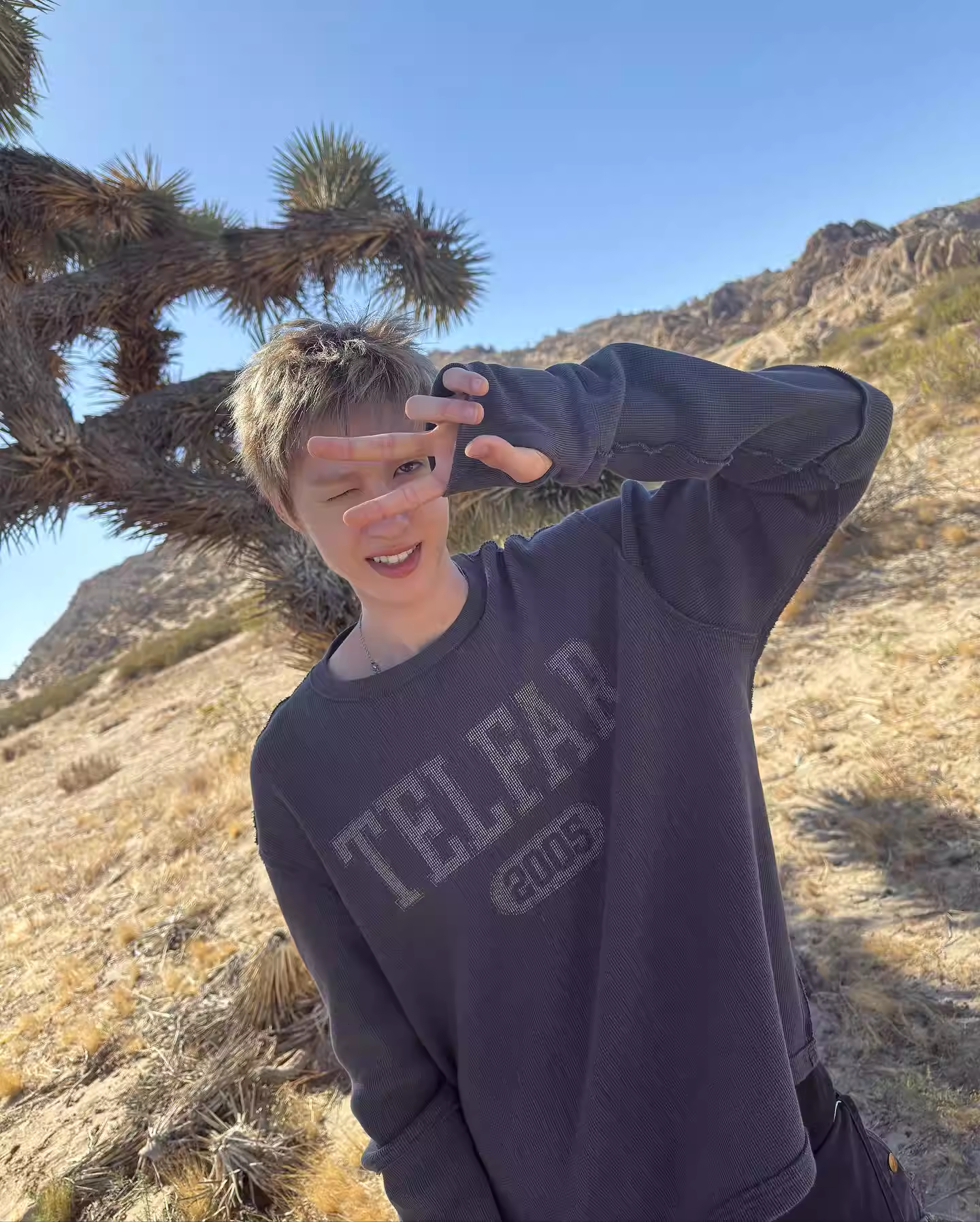 Cortis Martin Inspired Waffle Knit Rhinestone Long Sleeve Tee