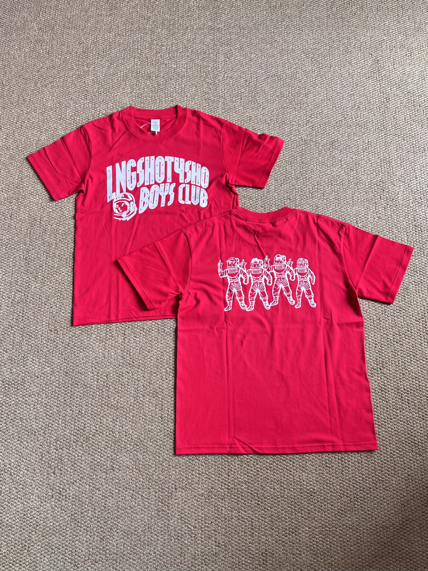 lngshot inspired  red boys club letter print tshirt