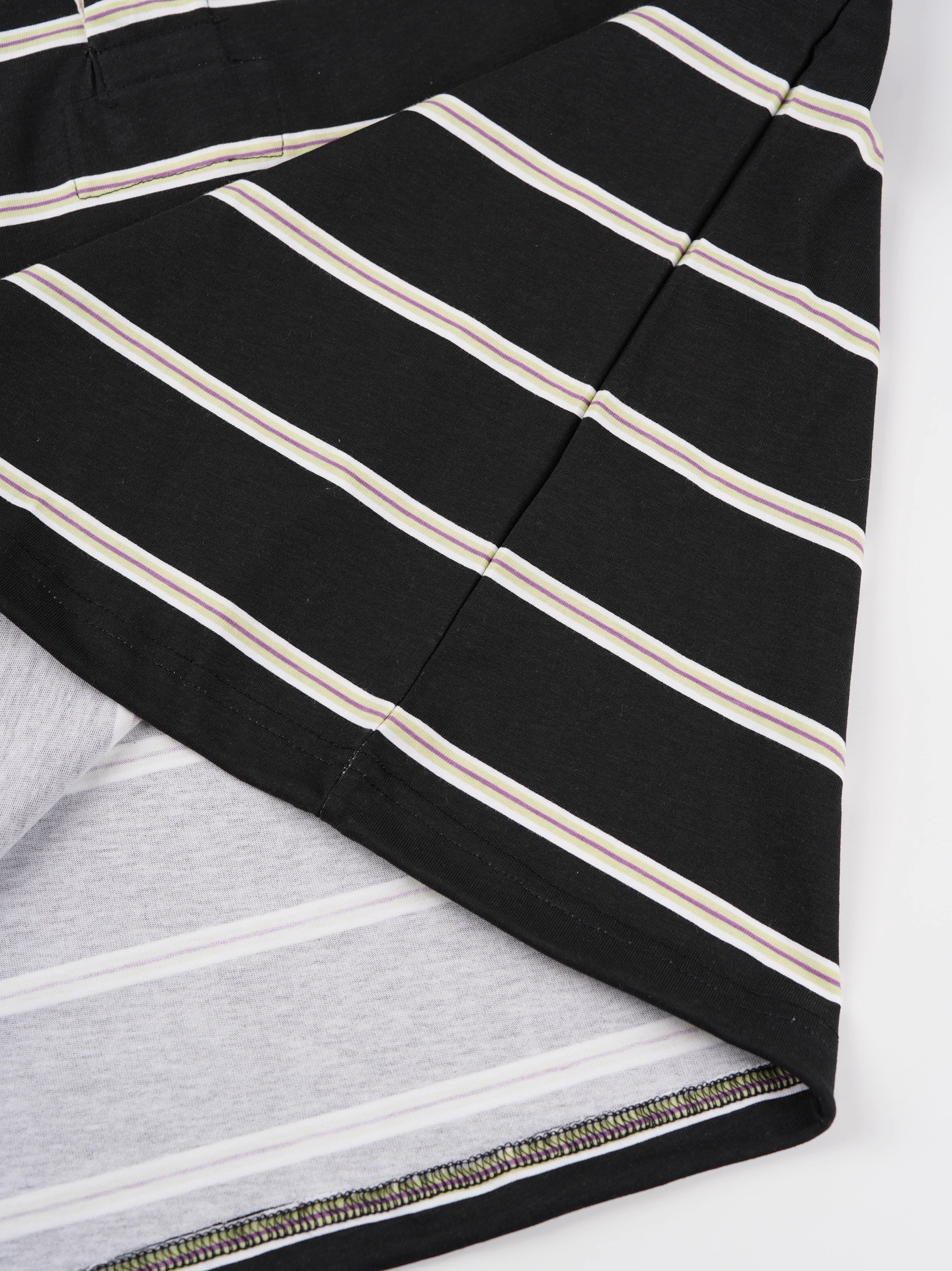 IVE Yujin&Red Velvet Joy Inspired Striped Color-Block Polo Collar Long Sleeve T-Shirt