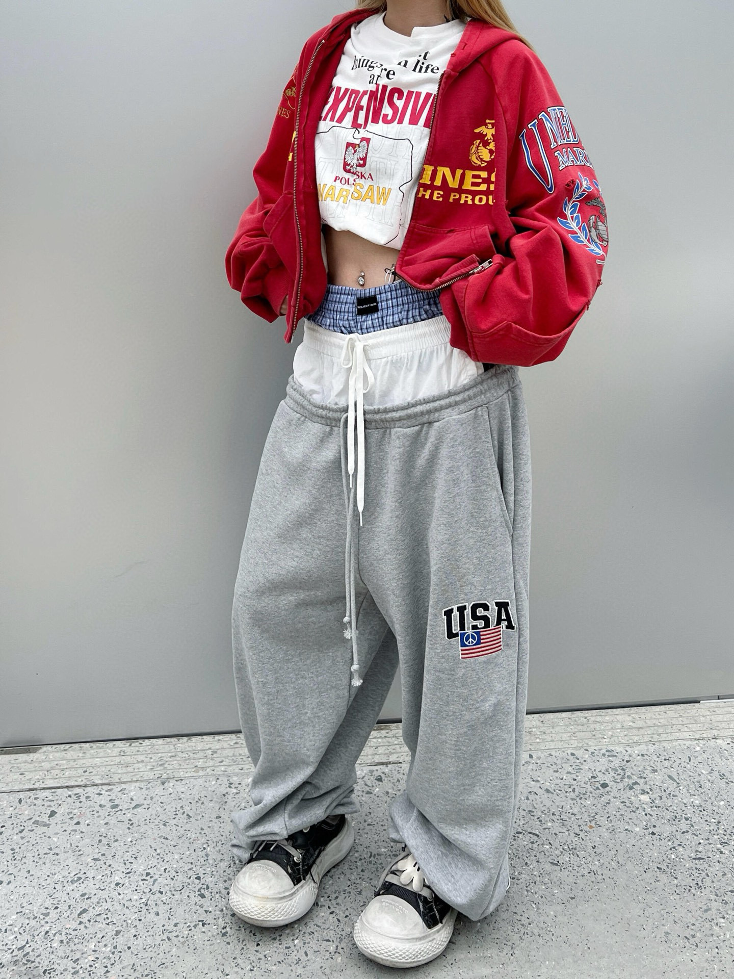 Enhypen Niki Inspired Drawstring Fake Three-Waist Paneled Sweatpants