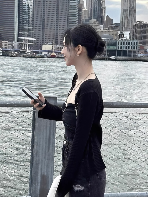 Aespa Karina Inspired Black & White Slim Fit Cardigan