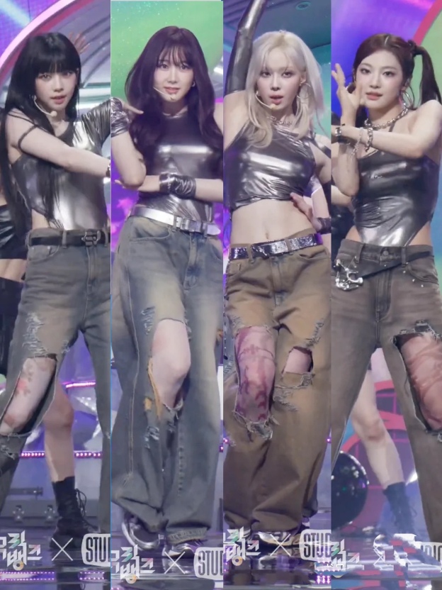 Aespa Inspired Silver Crop Top - Supernova Stage Outfit