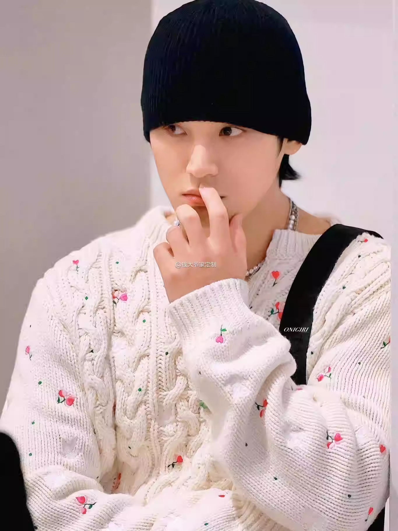 Seventeen Mingyu Inspired Floral Embroidery Cable Knit Sweater