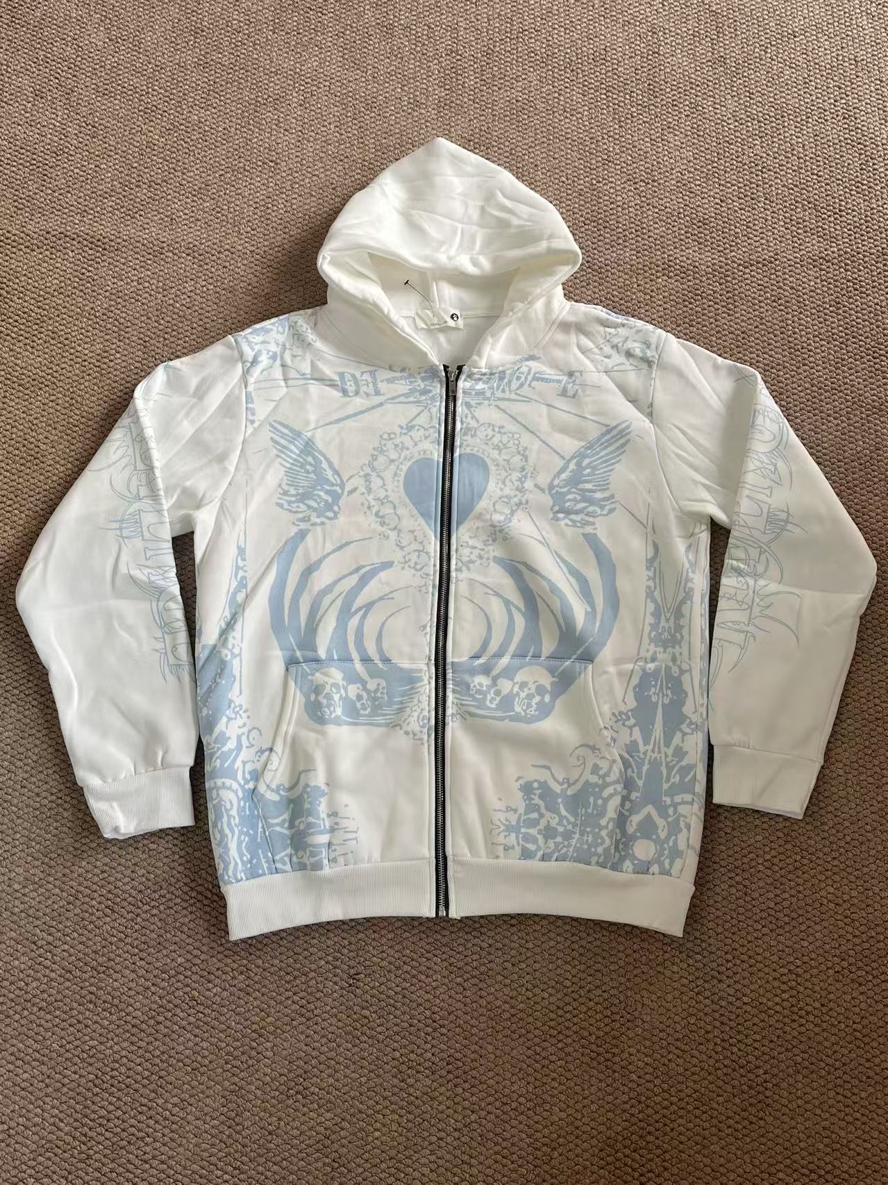 Aespa Giselle Inspired Heart Devil Graffiti Printed Zip Up Hoodie Jacket