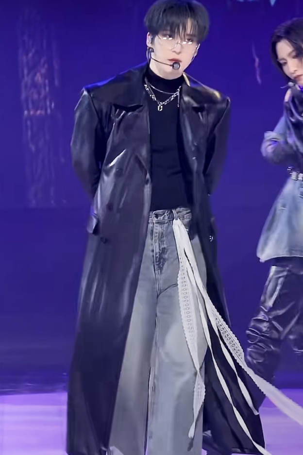Dark Style Long Leather Jacket-Ateez outfit inspiration ATINY