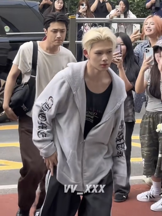 ENHYPEN Niki Inspired Grey Character Print Zip-Up Hoodie