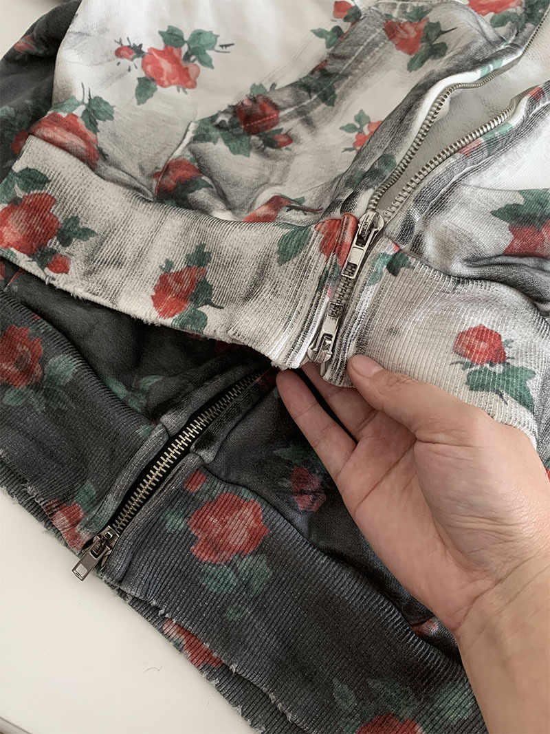 IVE Rei Inspired Rose Floral Lovely Letter Zip-Up Hoodie