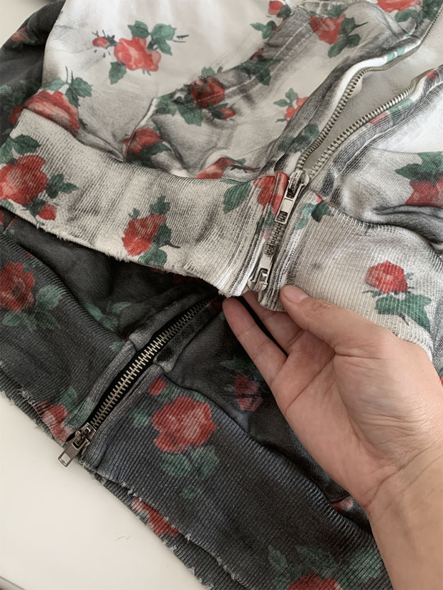 IVE Rei Inspired Rose Floral Lovely Letter Zip-Up Hoodie