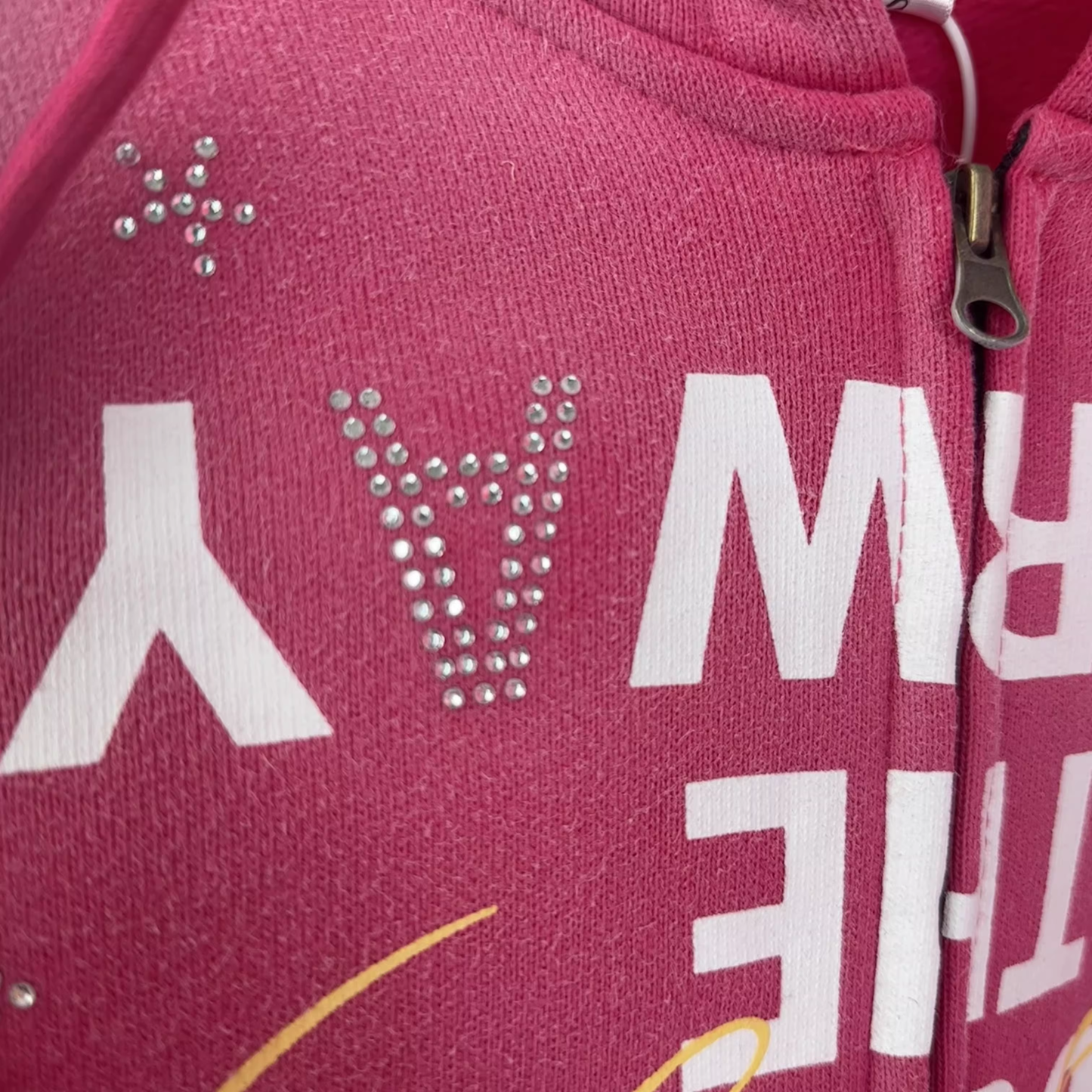 Hearts2hearts Stella Inspired Vintage Pink Oversized Graphic Zip-Up Hoodie