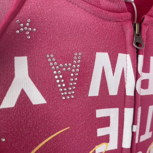 Hearts2hearts Stella Inspired Vintage Pink Oversized Graphic Zip-Up Hoodie