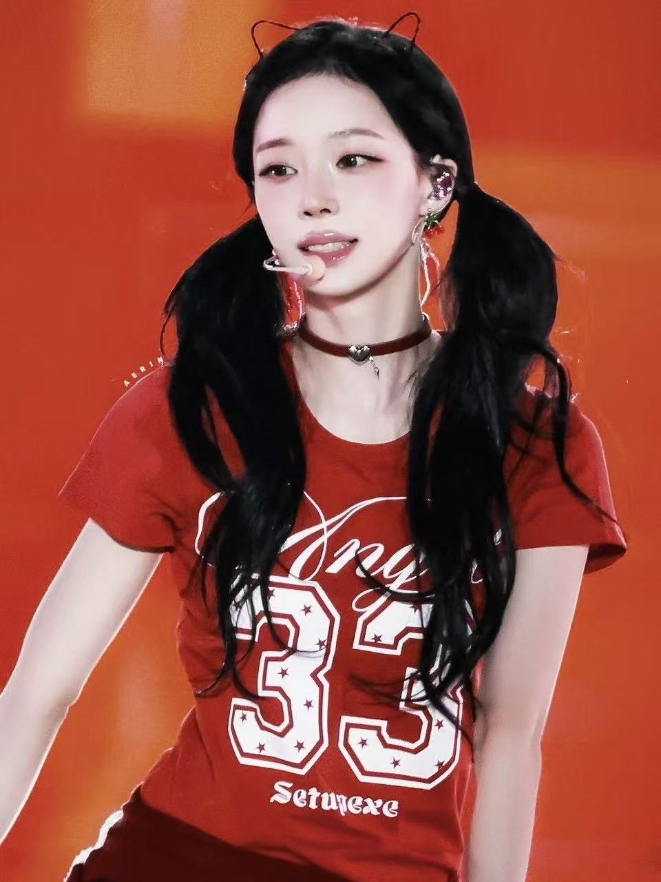 Aespa Winter Inspired Angel 33 Red Crop Top Tee