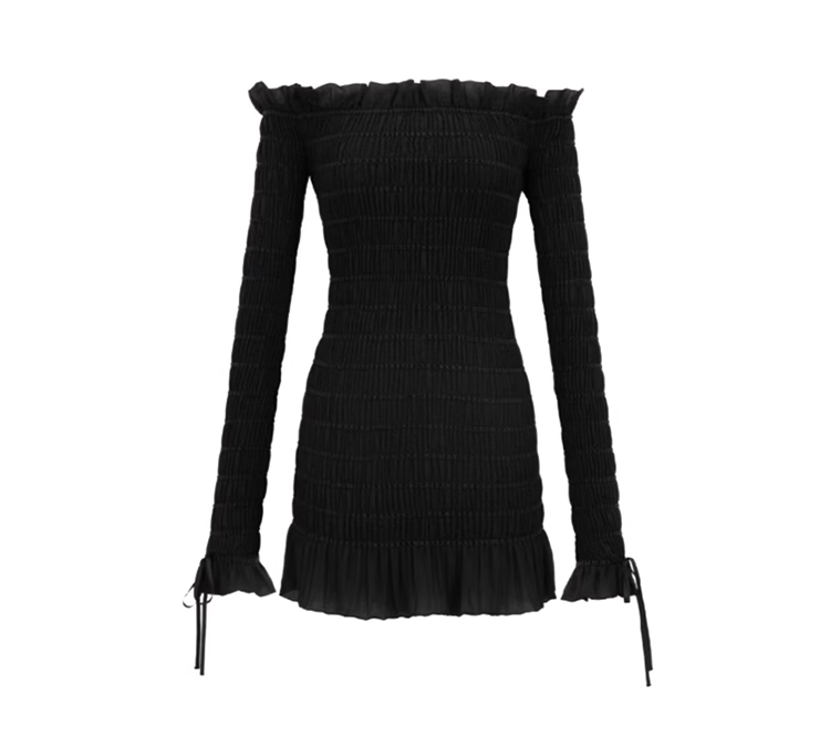 Blackpink Rose Inspired One Shoulder Black Slim Dress