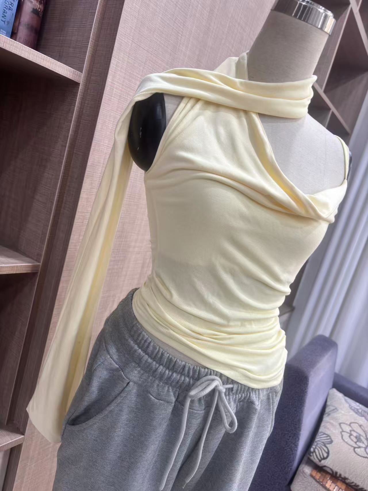 Blackpink Jennie Inspired Yellow tank & Grey Wide Leg Pants Set