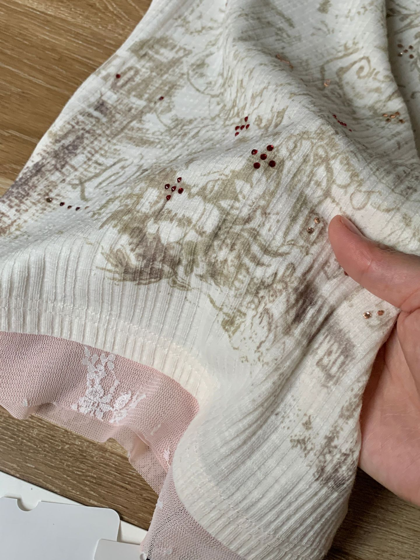 LE SSERAFIM Chaewon Inspired Lace Layered Angel Print Long Sleeve Top