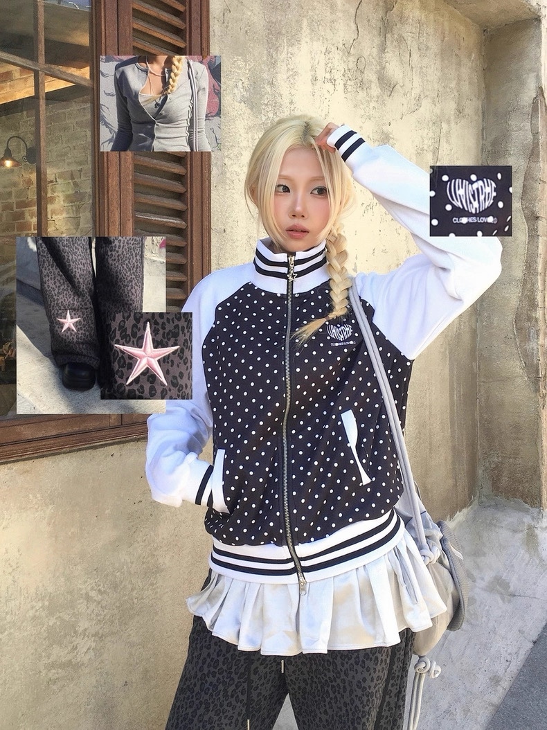 IVE Rei Inspired Polka Dot Zip-up Jacket