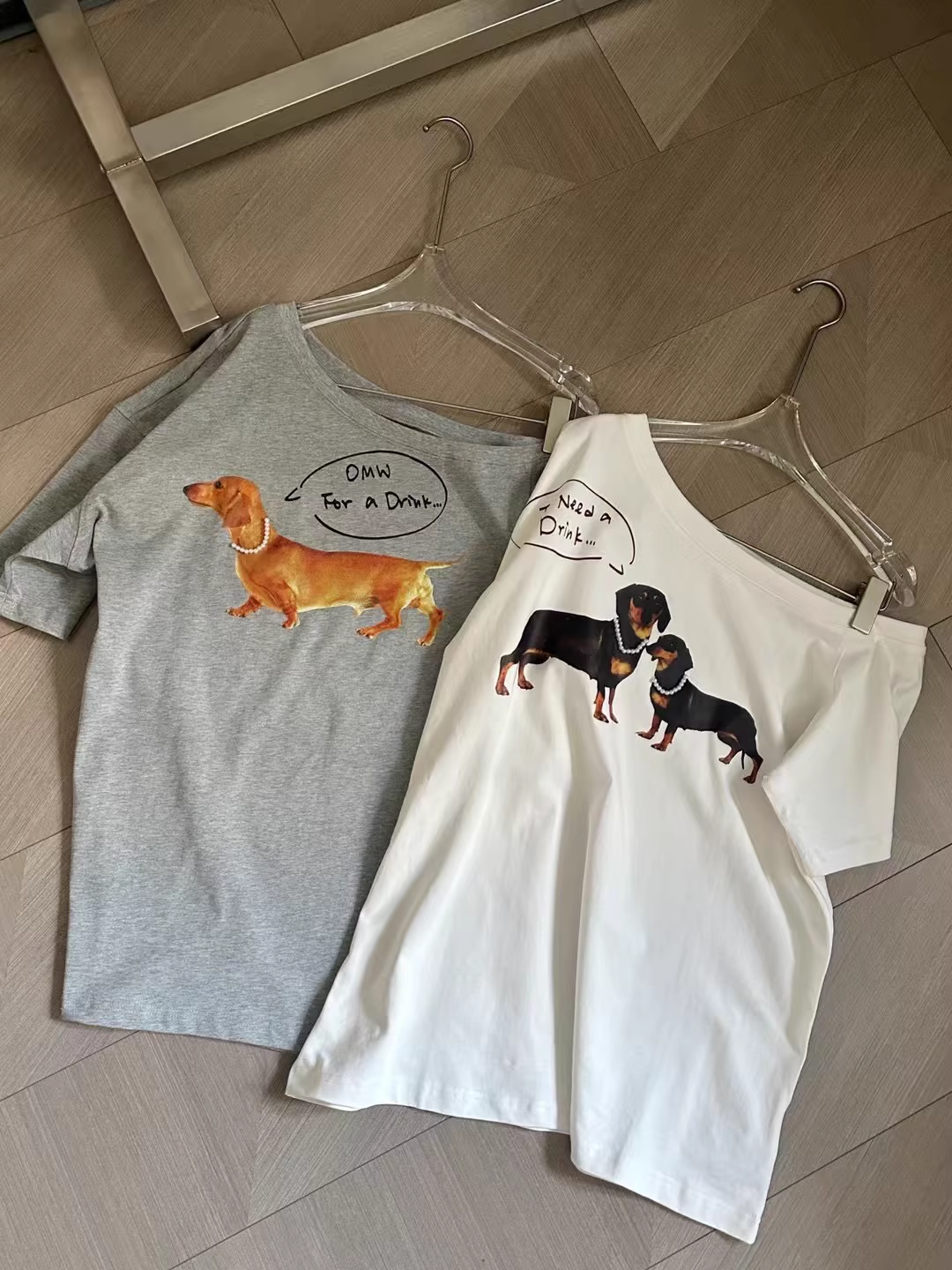 TWICE Nayeon Inspired Off Shoulder Dachshund Graphic Tee