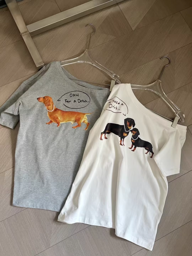 TWICE Nayeon Inspired Off Shoulder Dachshund Graphic Tee