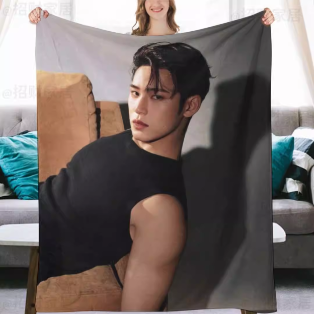 Seventeen Mingyu Fanmade Flanne Blanket - Kpop Concert Fan Blanket-Straykids
