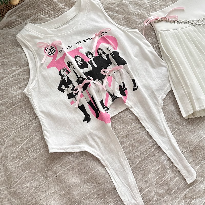 IVE WonYoung-White Vest Pleated Skirt Suit