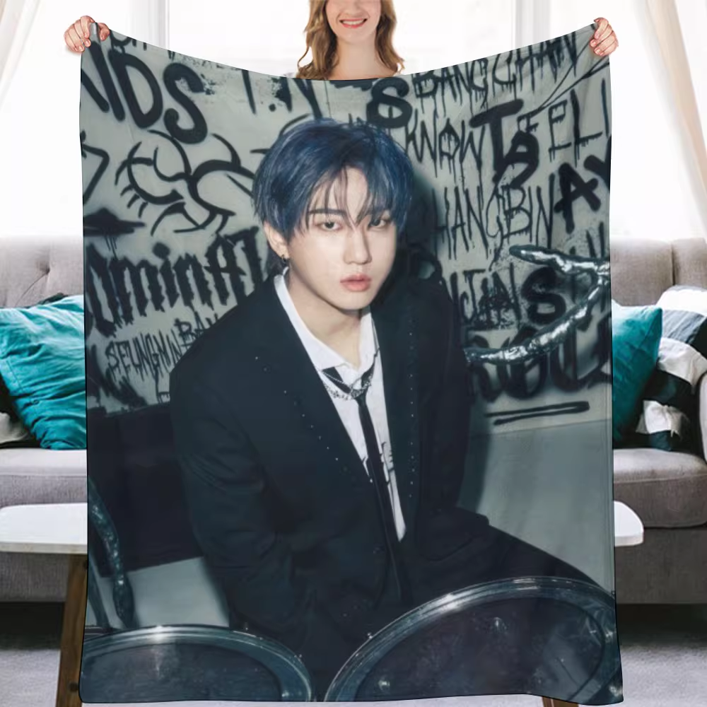 Stray kids Changbin Fanmade Flanne Blanket - Kpop Concert Fan Blanket-Straykids