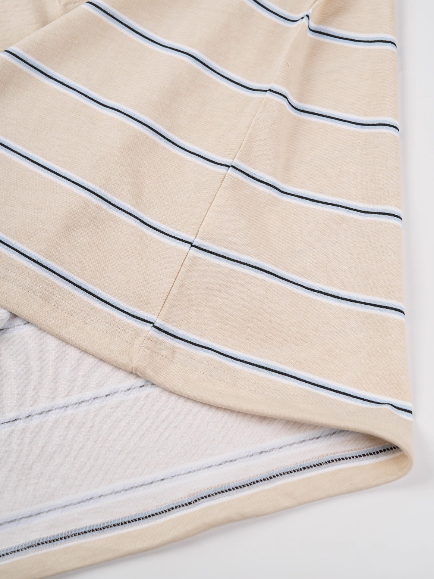 IVE Yujin&Red Velvet Joy Inspired Striped Color-Block Polo Collar Long Sleeve T-Shirt